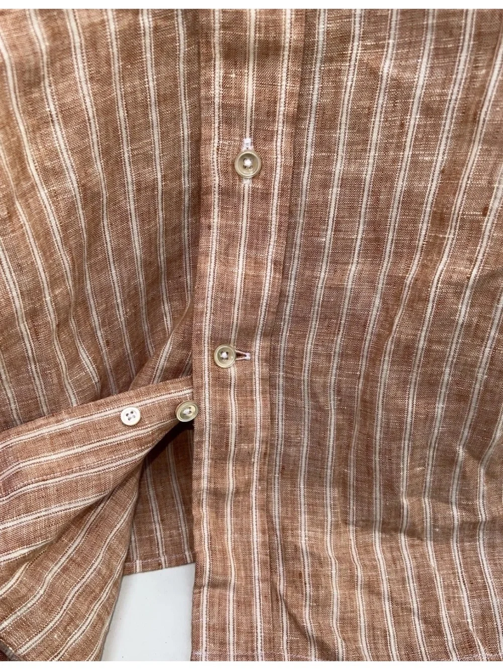 Spier & Mackay Red Stripe Linen Sportshirt Button Down Size 17.5 NWT 100%‎ Linen